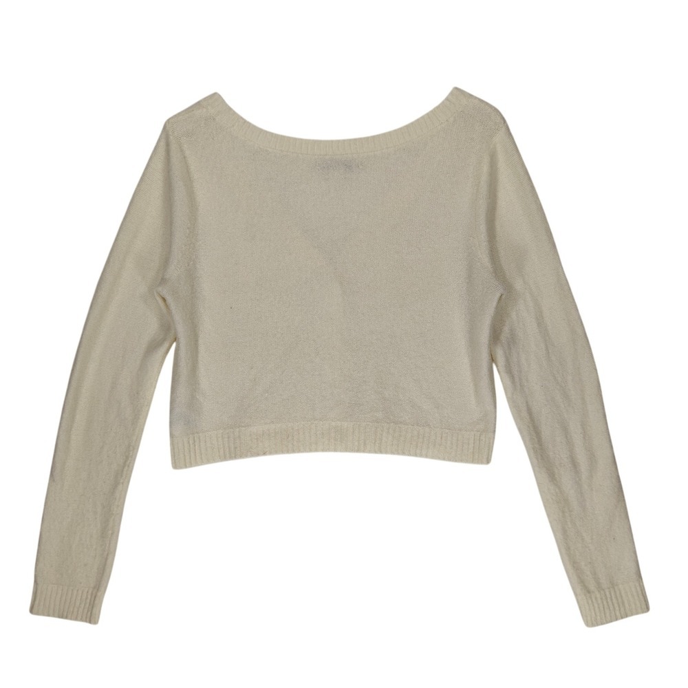 American Eagle Womens Cream Crew Neck Knit Pullover Sweater Size S Small White - Picture 2 of 6